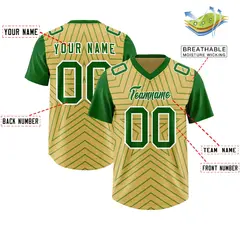 Old Gold Kelly Green Star Pattern Raglan Football Jersey 2
