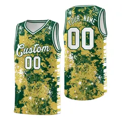 Old Gold Kelly Green Vice Burst Graffiti Basketball Jersey 1
