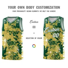 Old Gold Kelly Green Vice Burst Graffiti Basketball Jersey 3