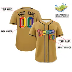 Old Gold LGBT Rainbow Pride Month Baseball Jersey 2