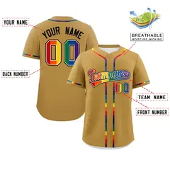 Old Gold LGBT Rainbow Pride Month Baseball Jersey 2