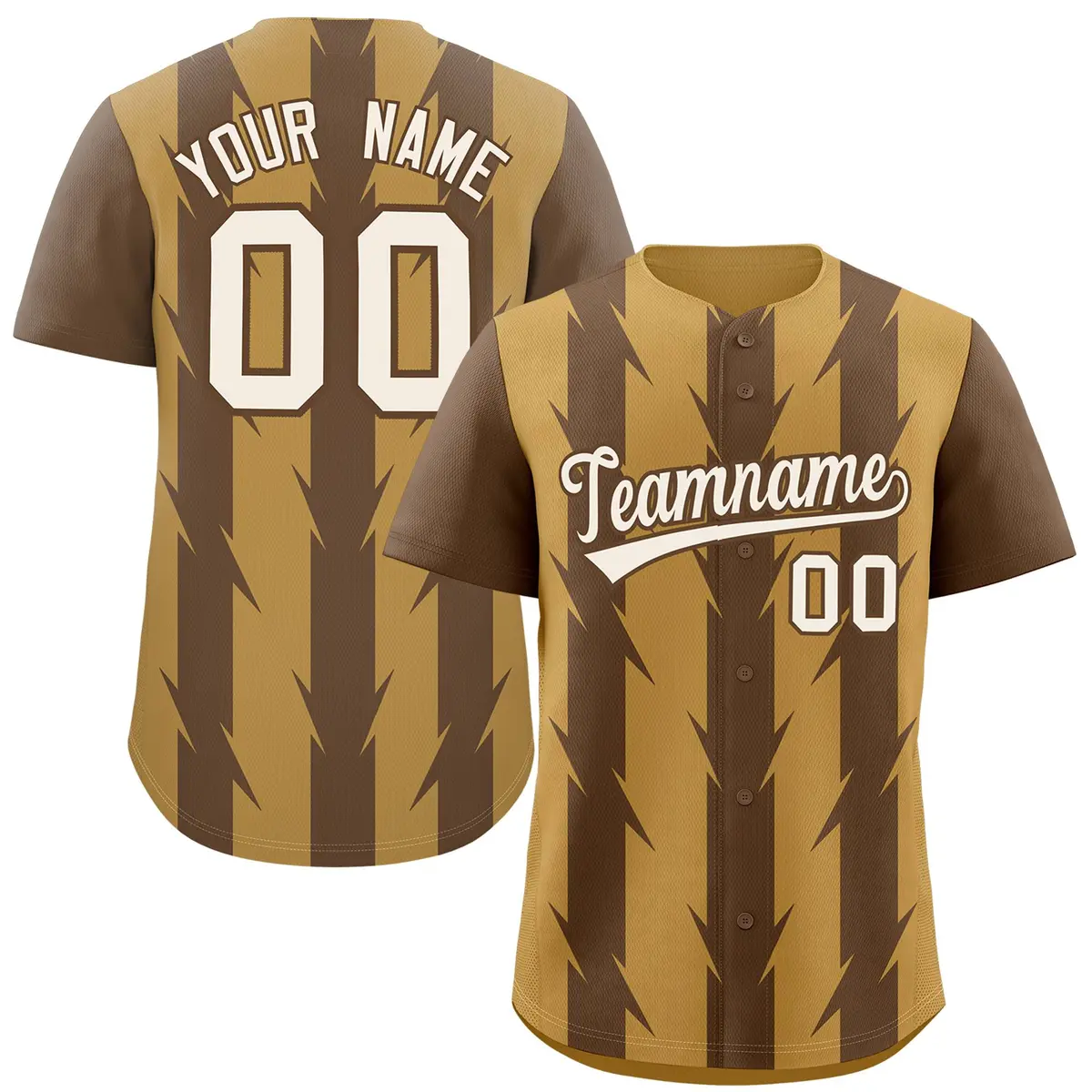 Old Gold Light Brown Blade Pattern Raglan Baseball Jersey