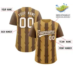 Old Gold Light Brown Blade Pattern Raglan Baseball Jersey 2