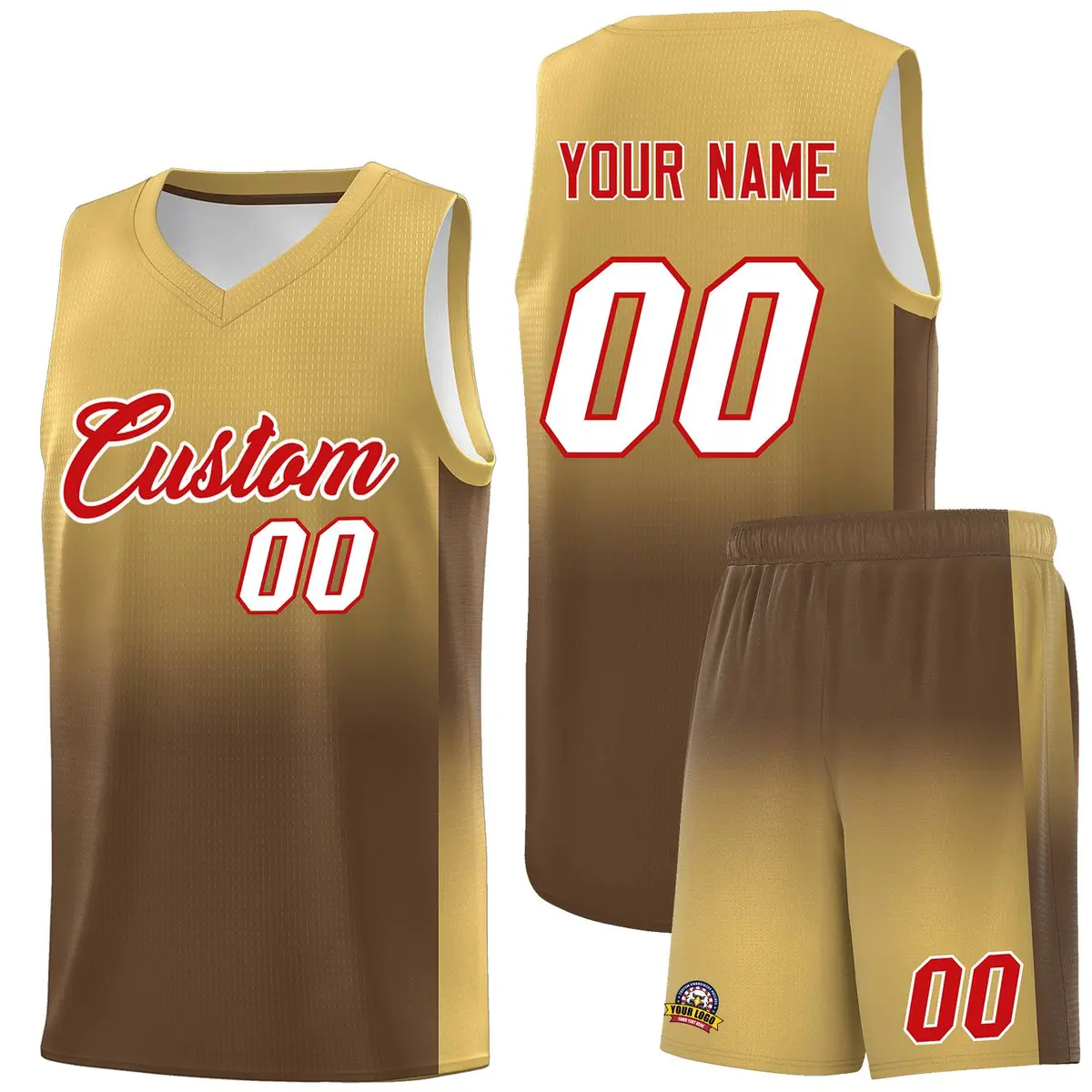 Old Gold Light Brown Gradient Basketball Jersey