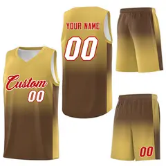 Old Gold Light Brown Gradient Basketball Jersey 7