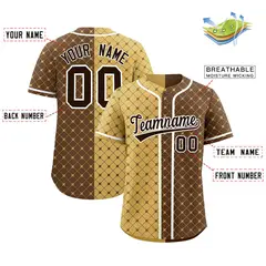 Old Gold Light Brown Plaid Split Authentic Baseball Jersey 2