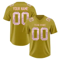 Old Gold Light Pink Sequin Lettering Football Jersey 1