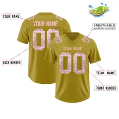 Old Gold Light Pink Sequin Lettering Football Jersey 2