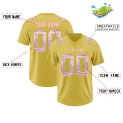 Old Gold Light Pink Sequin Lettering Football Jersey 2