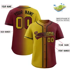 Old Gold Maroon Two Tone Gradient Fashion Baseball Jersey 2