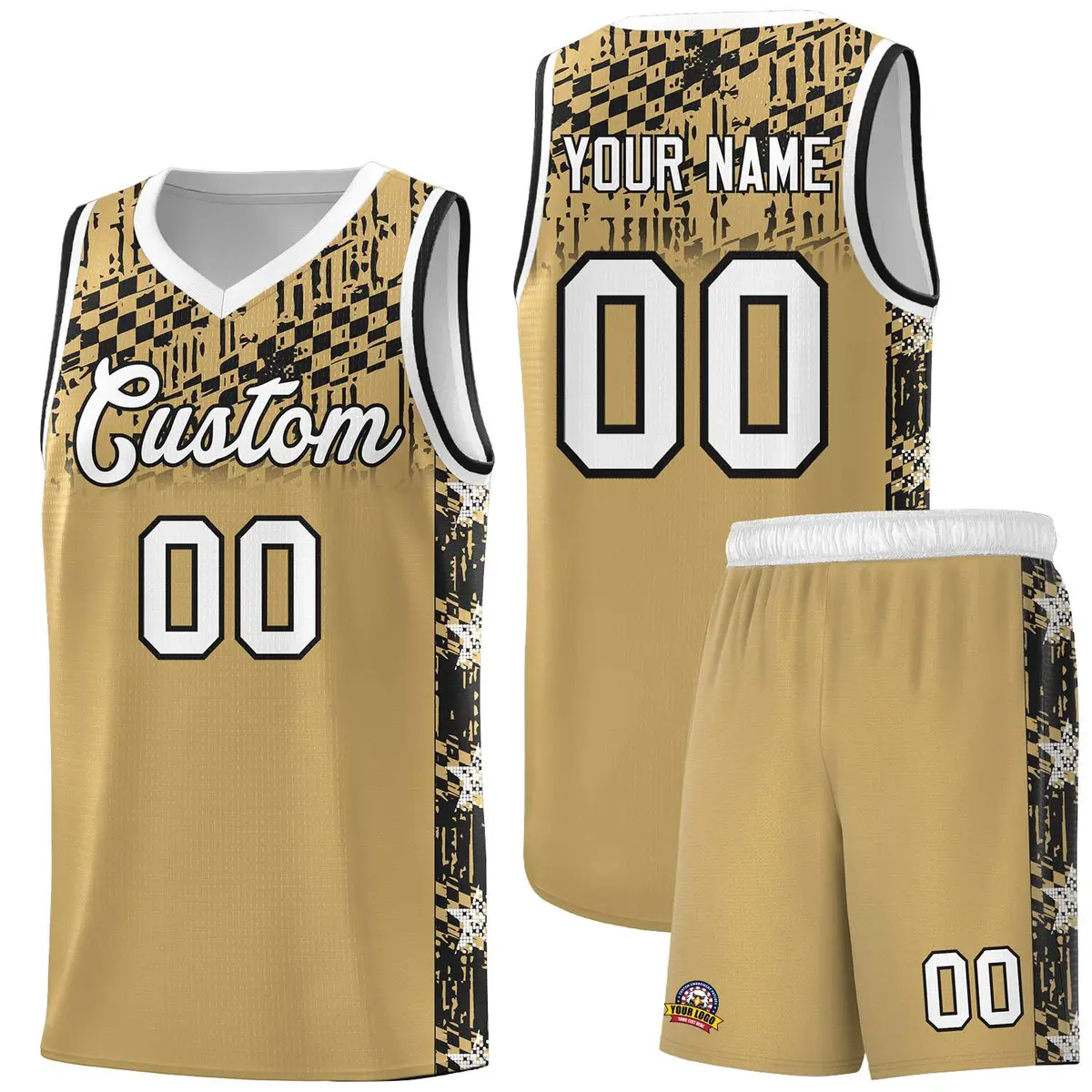 Old Gold Mosaic Stars Basketball Uniform Jersey
