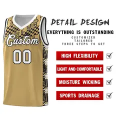 Old Gold Mosaic Stars Basketball Uniform Jersey 2