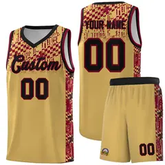 Old Gold Mosaic Stars Basketball Uniform Jersey 1