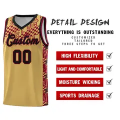 Old Gold Mosaic Stars Basketball Uniform Jersey 2