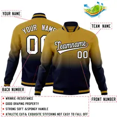 Old Gold Navy Gradient Full-Snap Varsity Letterman Jacket 2