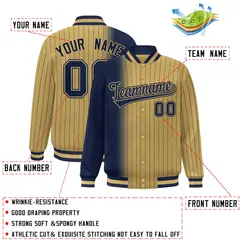Old Gold Navy Gradient Pinstripe Varsity Full-Snap Letterman Jacket 2
