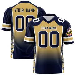 Old Gold Navy Gradient Side Pattern Football Jersey 1