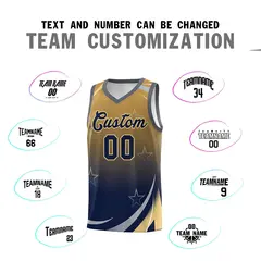 Old Gold Navy Gradient Star Graffiti Basketball Jersey 3