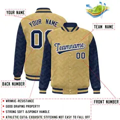 Old Gold Navy L Pattern Raglan Full-Snap Varsity Letterman Jacket 2