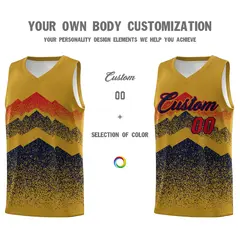 Old Gold Navy Mountain Fade Gradient Basketball Jersey 3