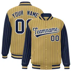Old Gold Navy Pinstripe Raglan Varsity Letterman Jacket 1