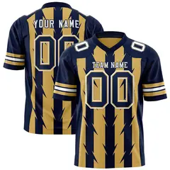 Old Gold Navy Razr Stripe Graffiti Pattern Flag Football Jersey