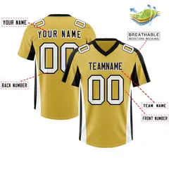 Old Gold Navy Side Stripe Authentic Football Jersey 2