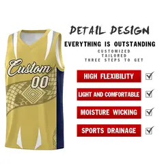 Old Gold Navy Snake Scale Venomous Fang Graffiti Basketball Jersey 2
