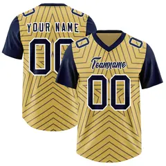 Old Gold Navy Star Pattern Raglan Sleeves Football Jersey 1