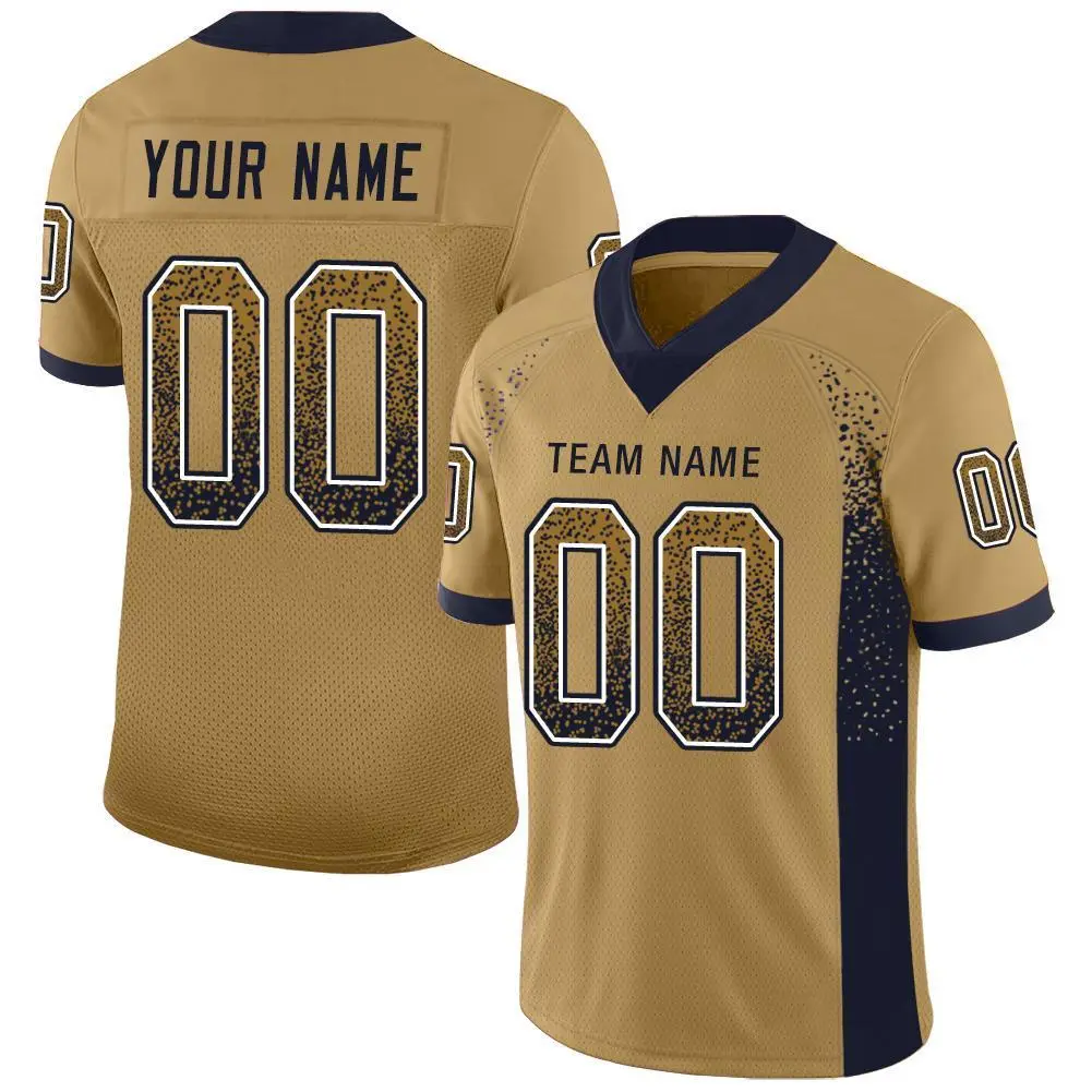 Old Gold Navy-White Drift Fashion Mesh Football Jersey