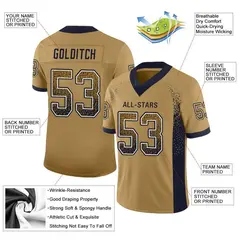 Old Gold Navy-White Drift Fashion Mesh Football Jersey 2