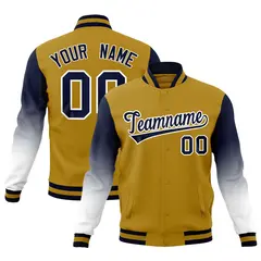 Old Gold Navy White Gradient Varsity Raglan Letterman Jacket 1