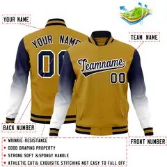 Old Gold Navy White Gradient Varsity Raglan Letterman Jacket 2