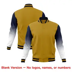 Old Gold Navy White Gradient Varsity Raglan Letterman Jacket 7