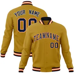 Old Gold Navy-White Varsity Full-Snap Letterman Jacket 1
