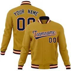 Old Gold Navy-White Varsity Full-Snap Letterman Jacket 1