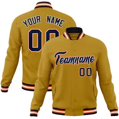 Old Gold Navy-White Varsity Full-Snap Letterman Jacket 1