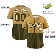 Old Gold Olive Half Stripe Authentic Baseball Jersey 2