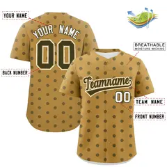 Old Gold Olive Polka Dot Graffiti Authentic Baseball Jersey 2