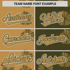 Old Gold Olive Split Flower Graffiti Baseball Jersey 3