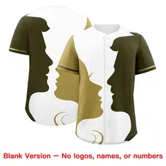 Old Gold Olive White Couple Silhouettes Valentine's Baseball Jersey 2