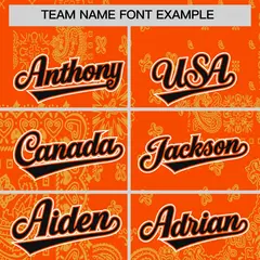 Old Gold Orange White Cashew Flower Graffiti V-Neck Hockey Jersey 3
