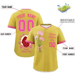 Old Gold Pink Mother's Day Baseball Jersey 2