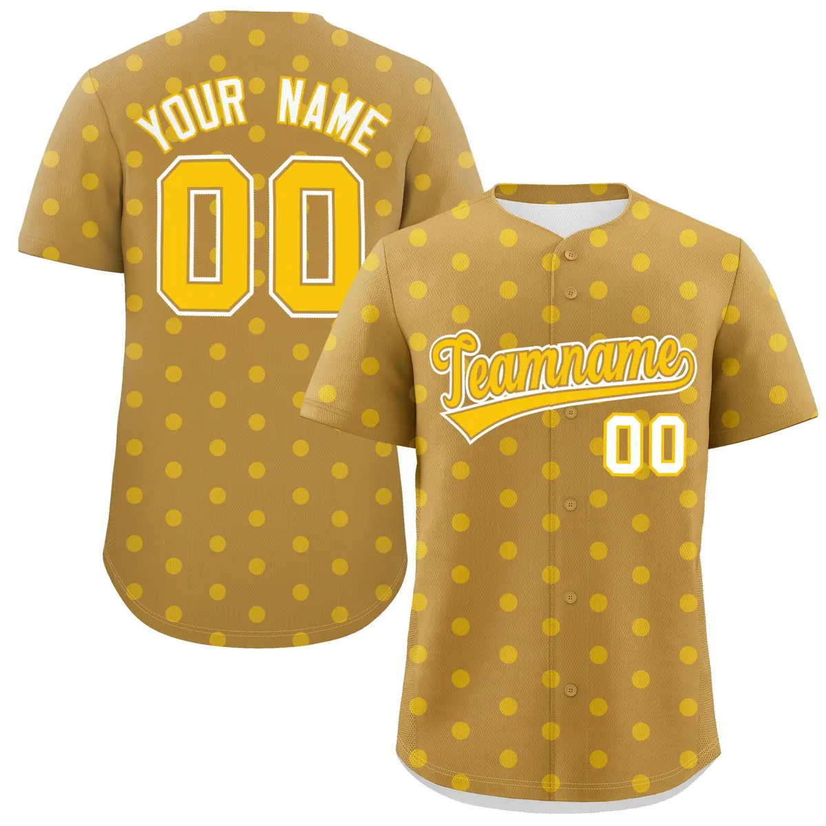 Old Gold Polka Dot Graffiti Authentic Baseball Jersey