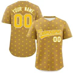 Old Gold Polka Dot Graffiti Authentic Baseball Jersey 1