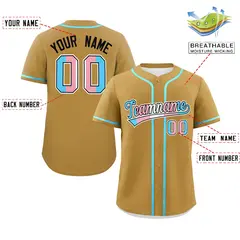 Old Gold Powder Blue Transgender Pride Month Baseball Jersey 2