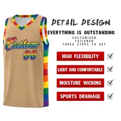 Old Gold Pride Month LGBT Rainbow Basketball Jersey 2