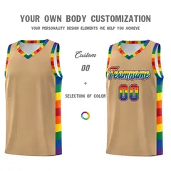 Old Gold Pride Month LGBT Rainbow Basketball Jersey 3