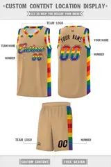 Old Gold Pride Month LGBT Rainbow Basketball Jersey 5