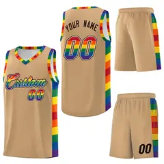 Old Gold Pride Month LGBT Rainbow Basketball Jersey 6